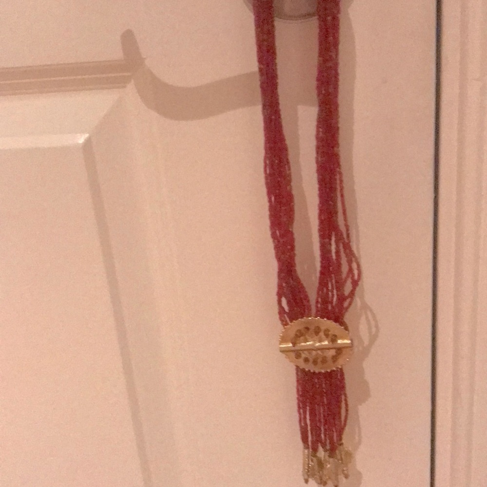 Gold plated and handmade red necklace made in CONGO.